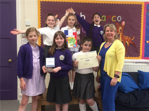 Sian-Elin Jones with some of her French pupils from Ysgol Ssnt Curig, Barry